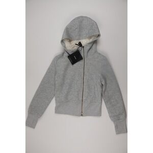 APEA Womens Hoodie Faux Fur Lined Full Zip Gray Solid M NWT